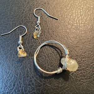 Handmade jewelry‎ ring 10 earrings pale yellow *12